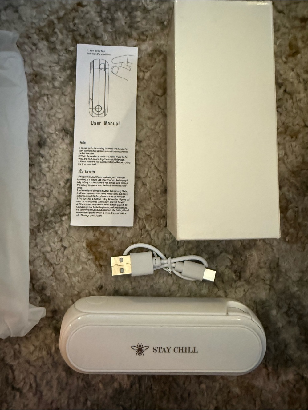 NEW Stay Chill Folding Portable Fan Phone Stand USB-C Rechargeable